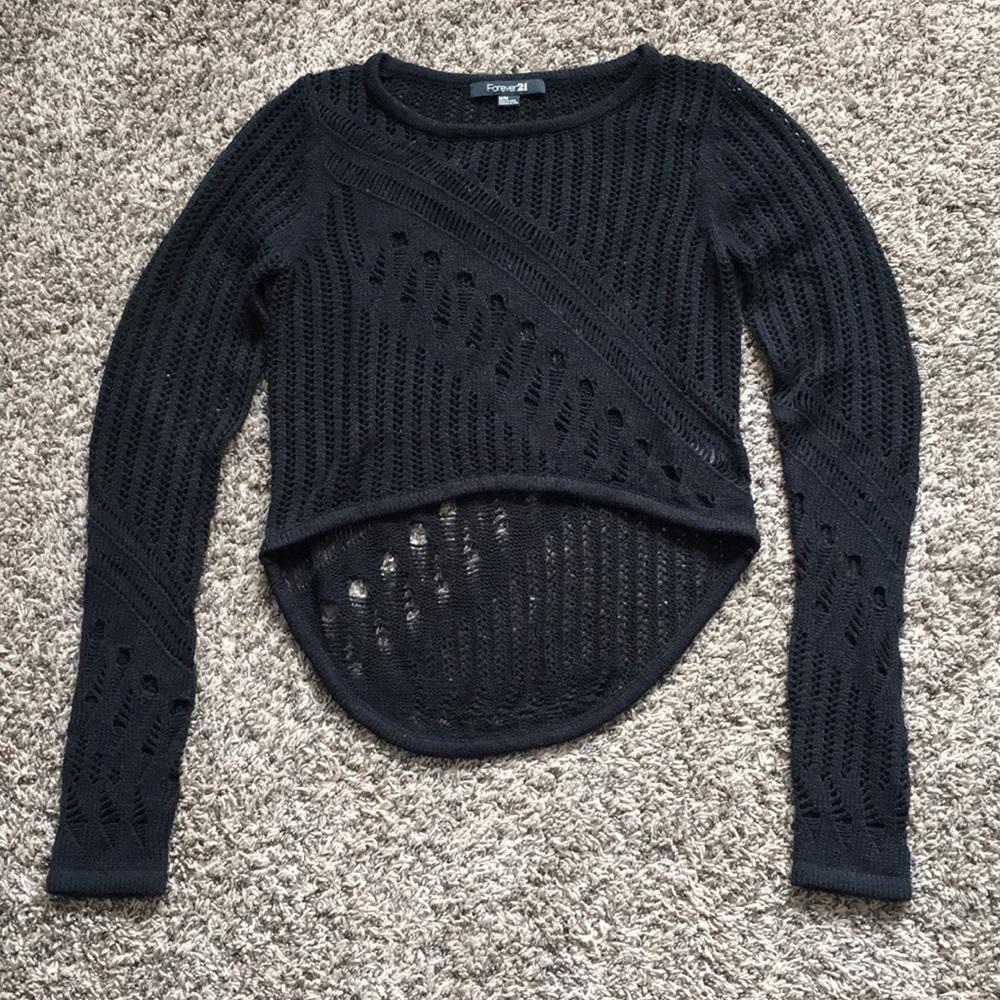 Black crochet sweater. Size M like new condition.
